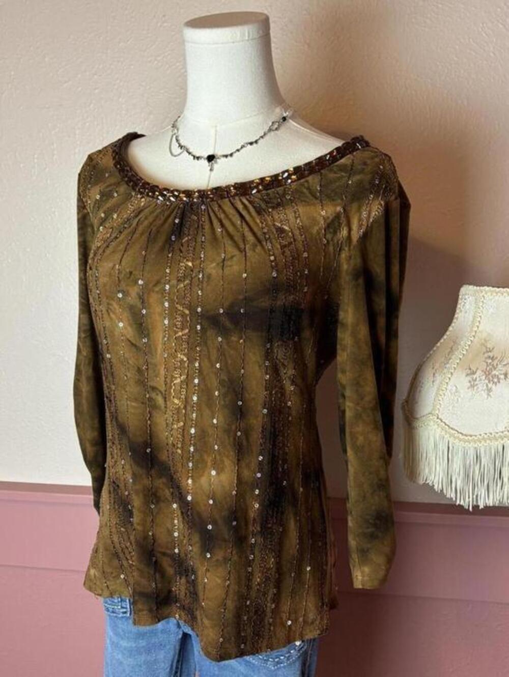 fairy vintage whimsy top sammi & jo brown sz small y2k 2000s